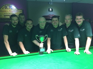 Rileys Ian Jones (second from left) part of the victorious Ormskirk team who won the prestigious 2016 UK League Snooker Annual Championship in the Northern Snooker Centre (Leeds) 26/27 November 2016.
