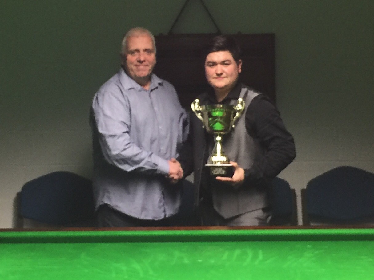 Liverpool and Wirral Open Champion 2017 Clayton Humphries congratulated by Paul McCulloch.