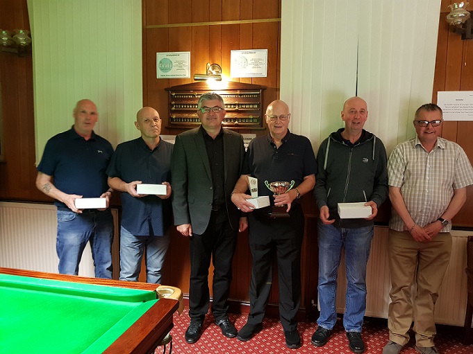 Division Two Runners-up 2018-19 - Skelmersdale Wardens A - Mike Ashley, Kevin West, John Martland & Paul Holcroft.