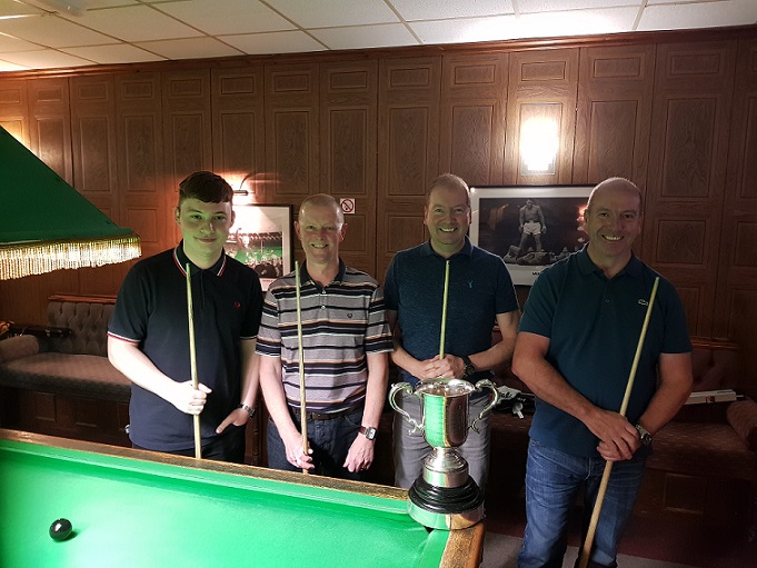 Dan Mycek & Graeme Russell (Aughton Institute) about to go into battle with Steve & Gary McBrinn (St Cuthberts) in the Pairs Handicap Final.