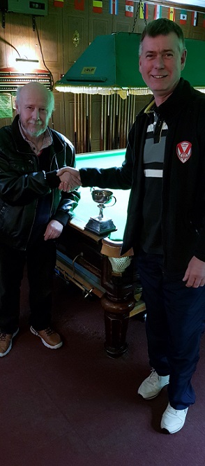 Kenney Cup Final 2018-19 - Captains Alan Radford & Steve Farrar with the famous Kenney Cup trophy.