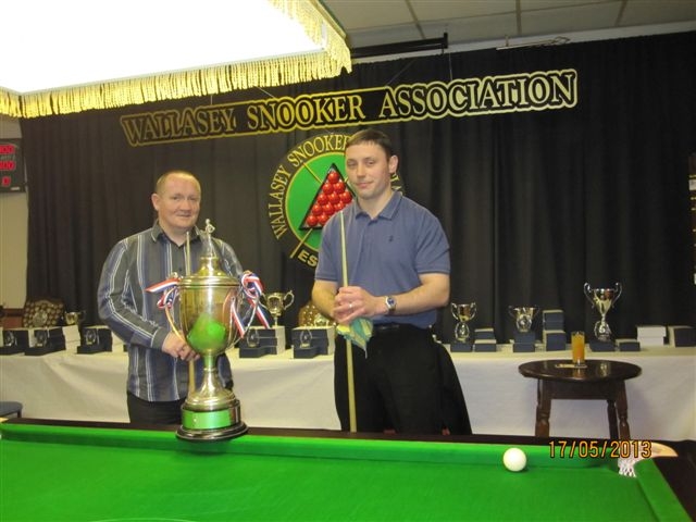 Wallasey Snooker Championship Final 2012-13 between Pete Stanley and Brian Robertson with Pete winning 4-3 even though Brian had a great 111 break